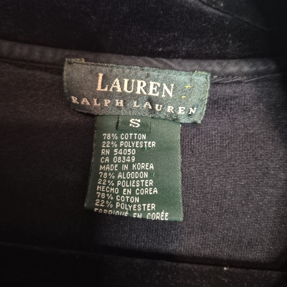 824 vintage lauren ralph lauren velour 1/4 zip jacket sweatshirt - Picture 3 of 3